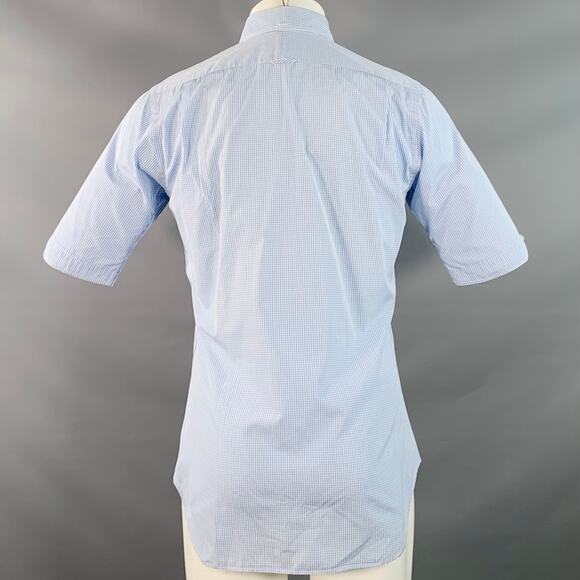 SS07 Size 38 Blue White Gingham Cotton Button Down Collar Short Sleeve Shirt - Picture 4 of 7